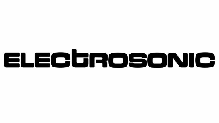 Electrosonic black logo on a white background