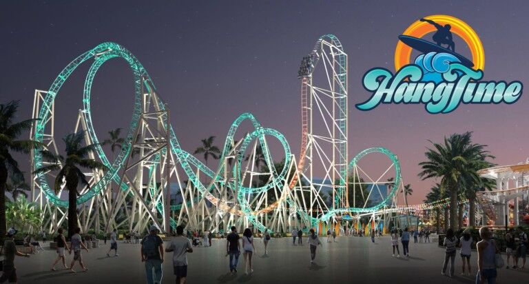 A rendering of HangTime, the dive coaster coming to Knott's Berry Farm.
