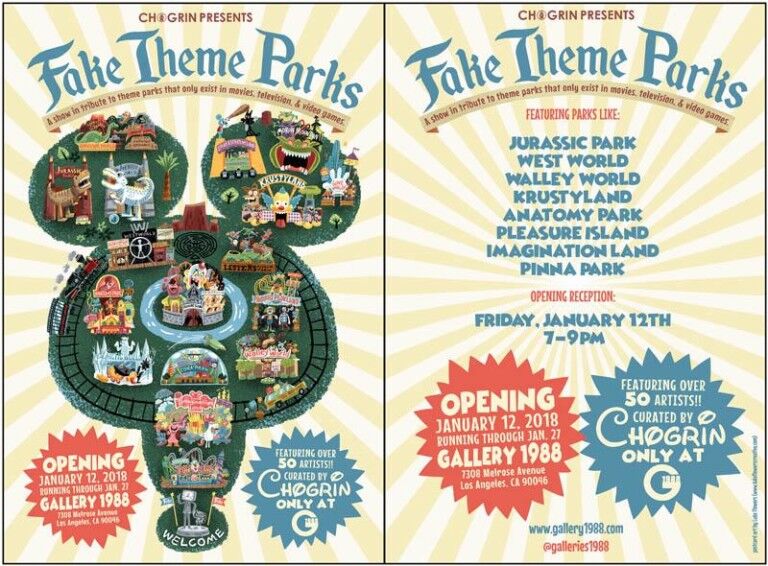 Fake theme park art show poster. Gallery 1988.
