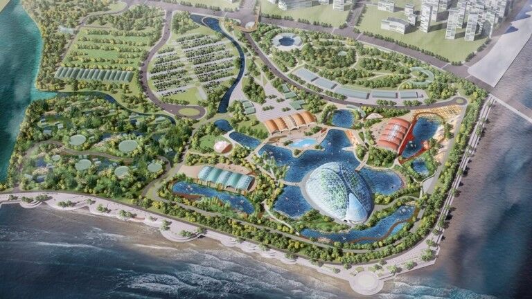 Eden Project. China. Waterfall. Grimshaw Architects. Eden Project International
