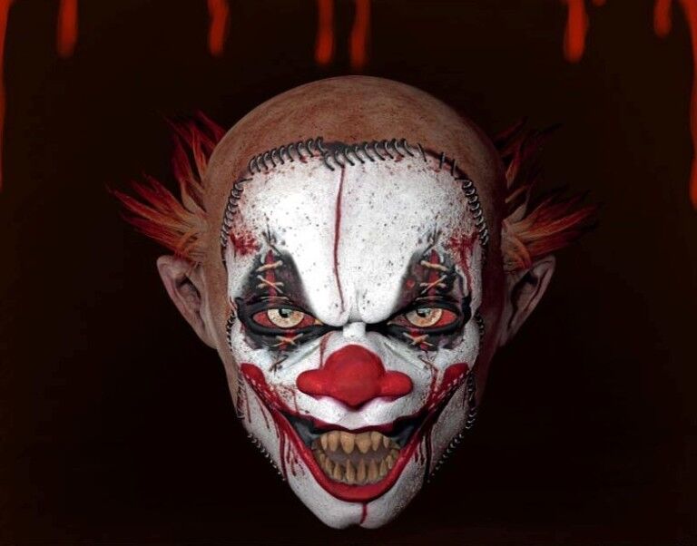 horror clown face grusel clown dark ride prater theme park