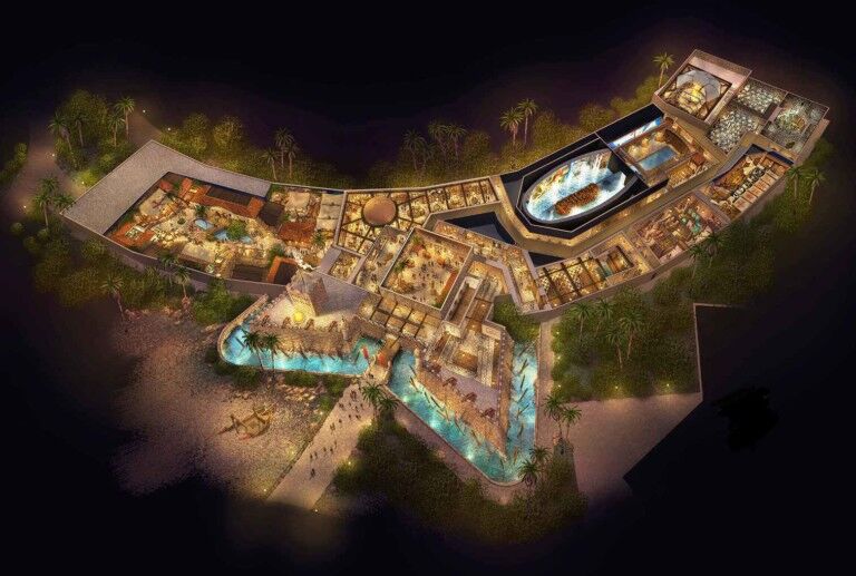aerial view of Jora Vision design for pirate attraction at amikoo theme park mexico