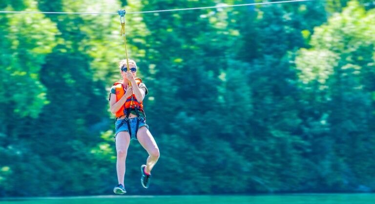 Zipline over river