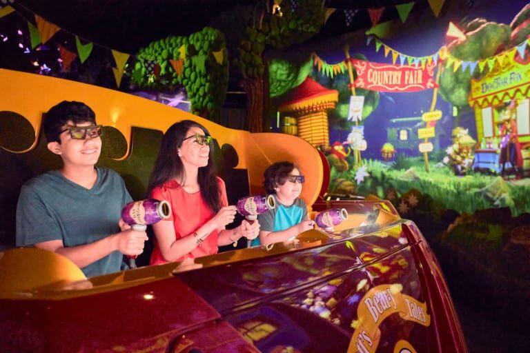 Family riding Knott's Bear-y Tales