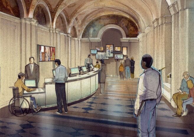 People inside a museum