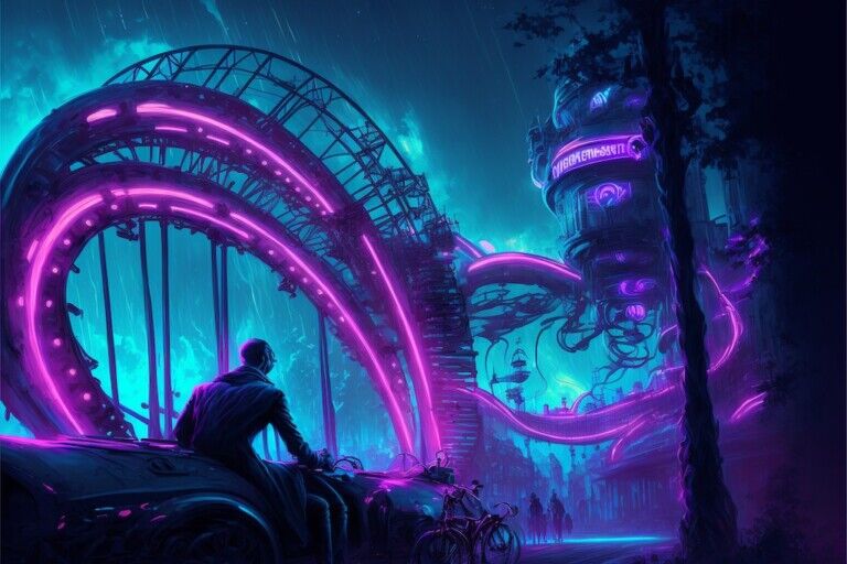 Zoe_Thatcher_cyberpunk_theme_park_AI design