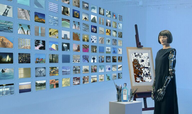 bombay sapphire baz luhrmann ai-da robot artist installation
