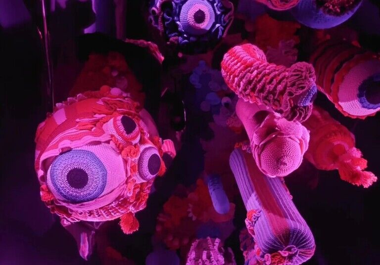 Crochet eyes Meow Wolf Convergence Station
