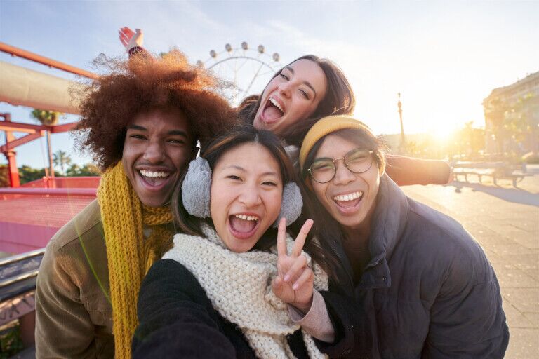 Young-people-at-amusement-park