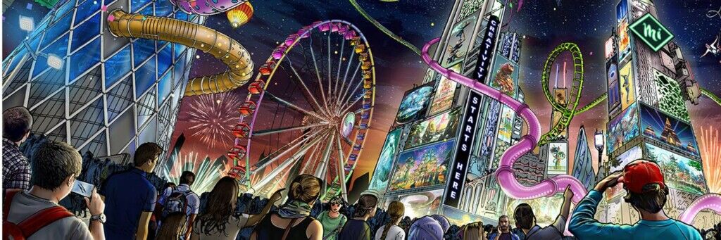 MI Concept concept art for a futuristic city scape themed water and theme park