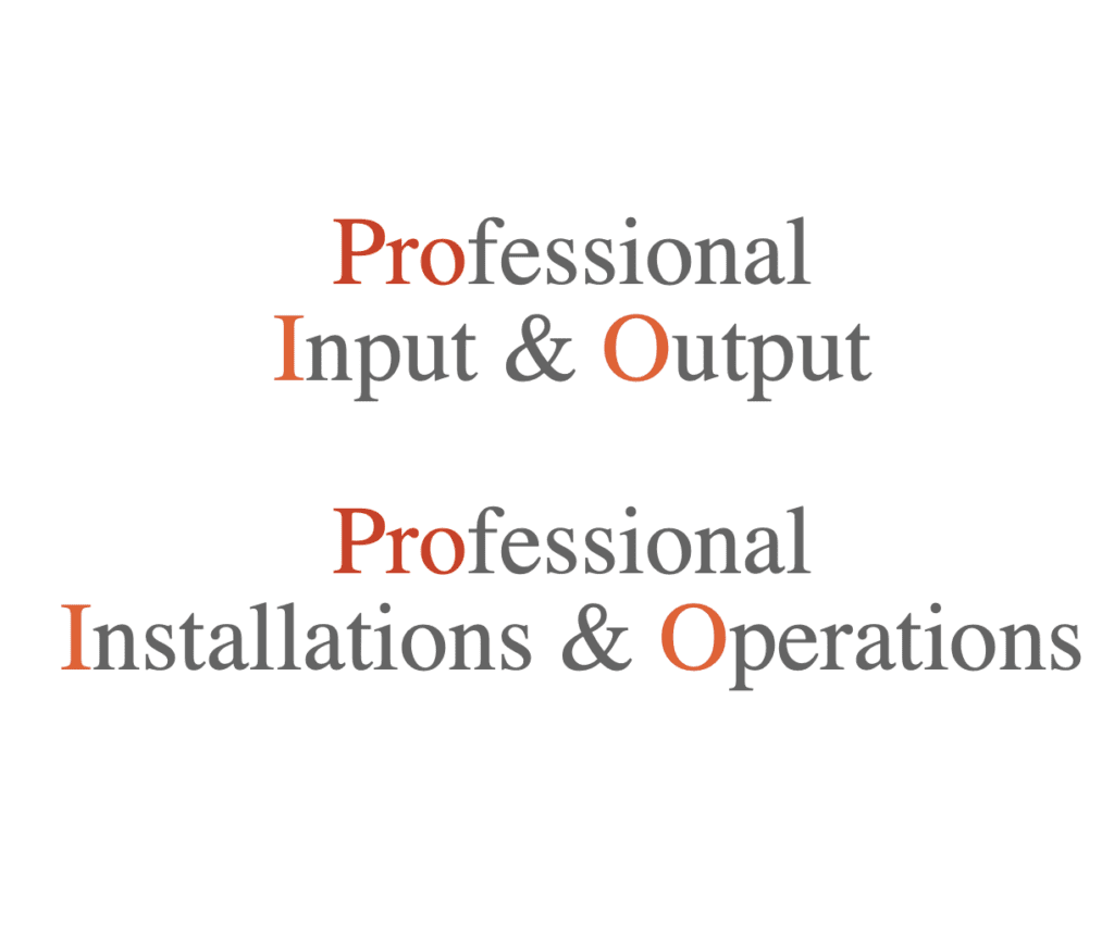 ProIO. Professional Input and Output. Professional Installations and Operations