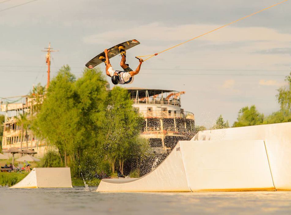 Rixen wake boarder doing a trick