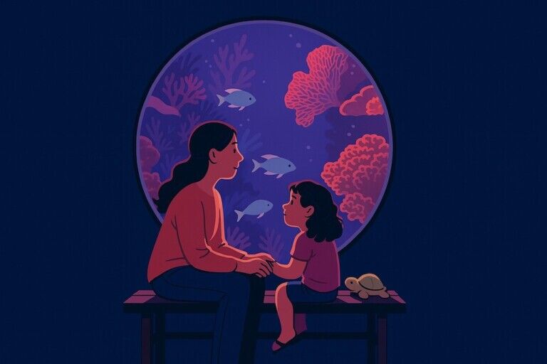 Mother and Daughter at the Aquarium