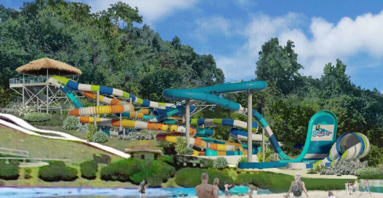 Margaritaville on the Lanier Islands, Fins Up Falls, water slide complex